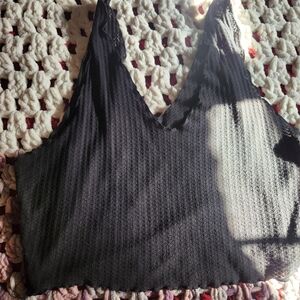 Black Ribbed Crop Top